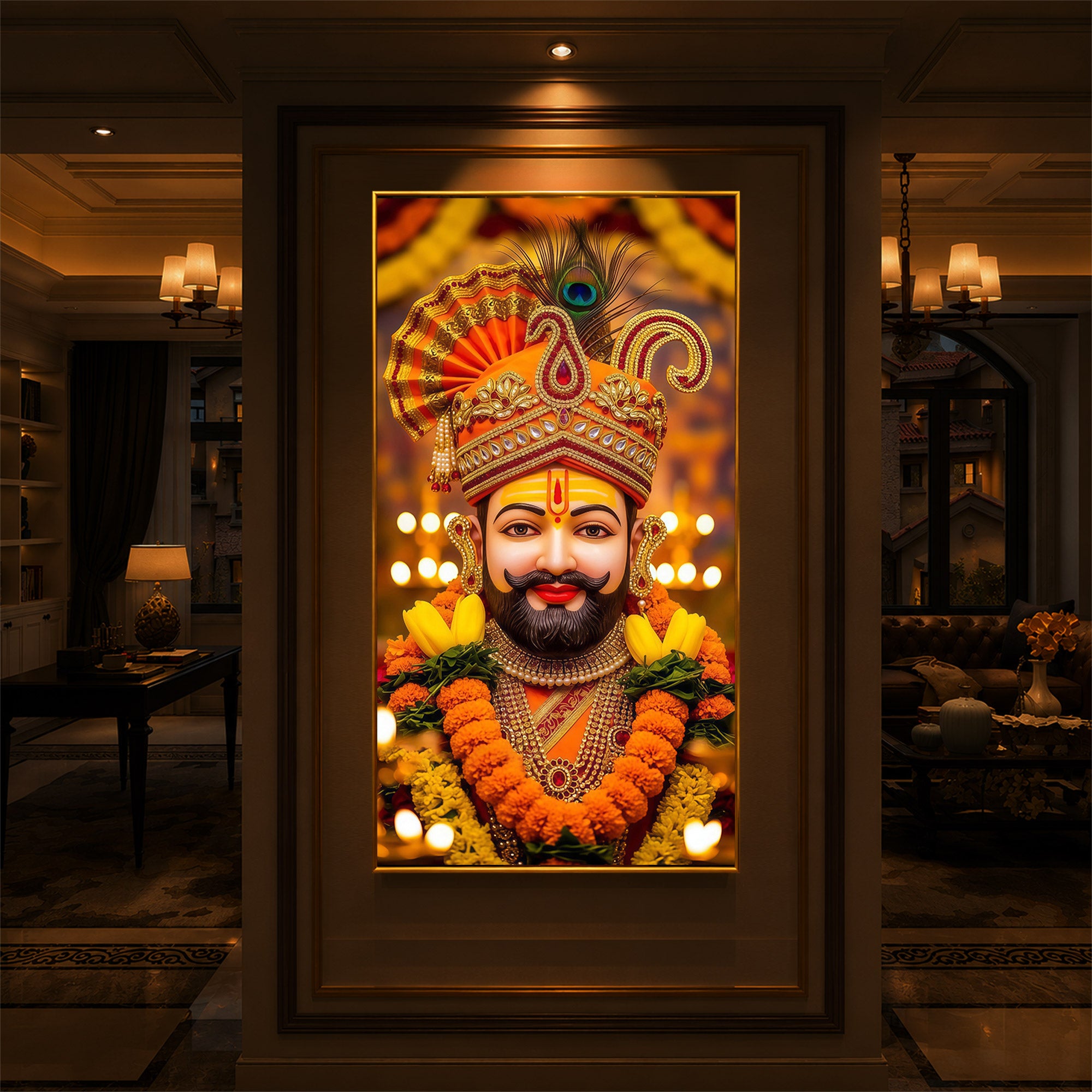 Hare Ka Sahara Modern Luxury Backlight Vertical Wall Art