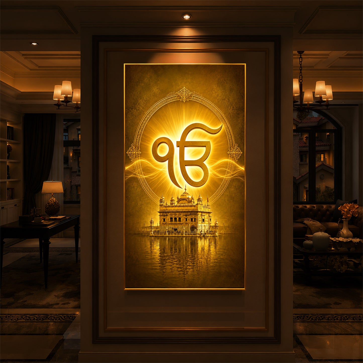 Ik Onkar Modern Luxury Backlight Vertical Wall Art