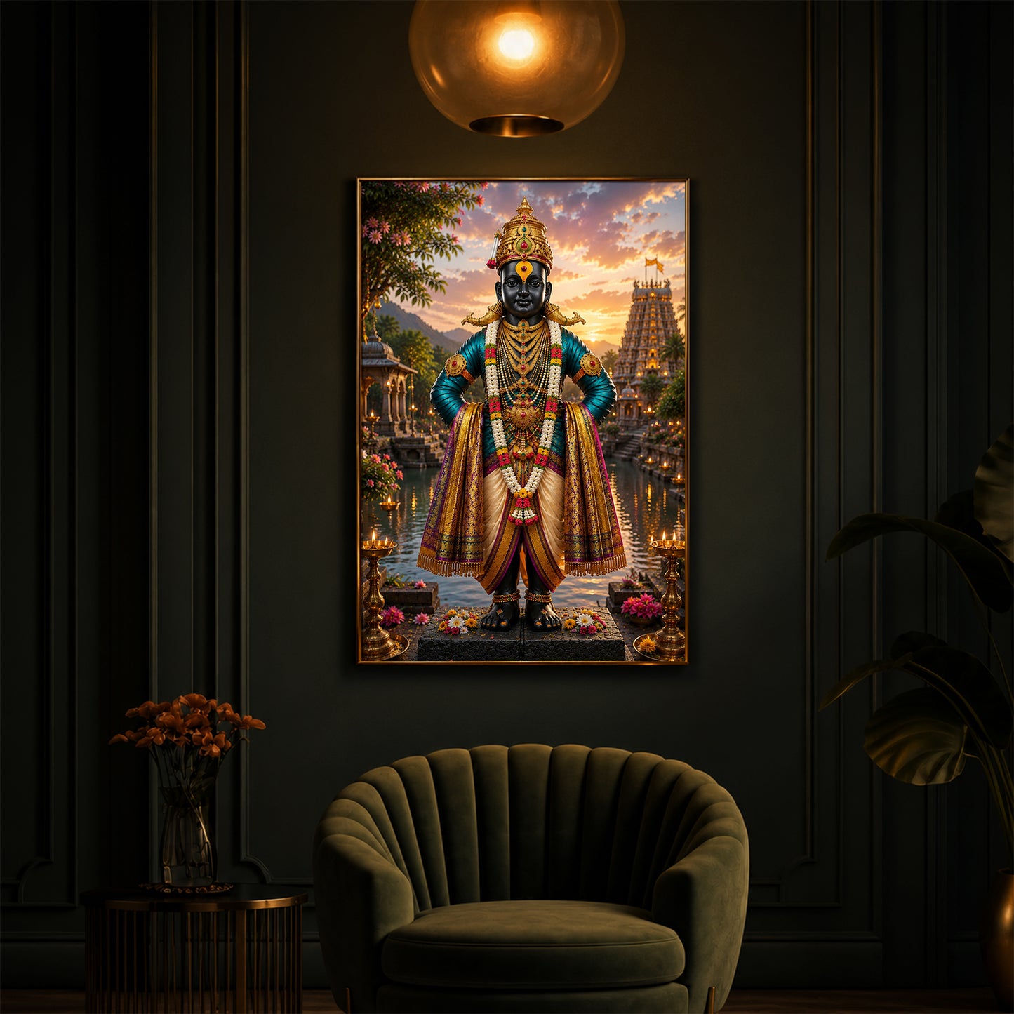 Lord Vitthal Modern Luxury Backlight Vertical Wall Art