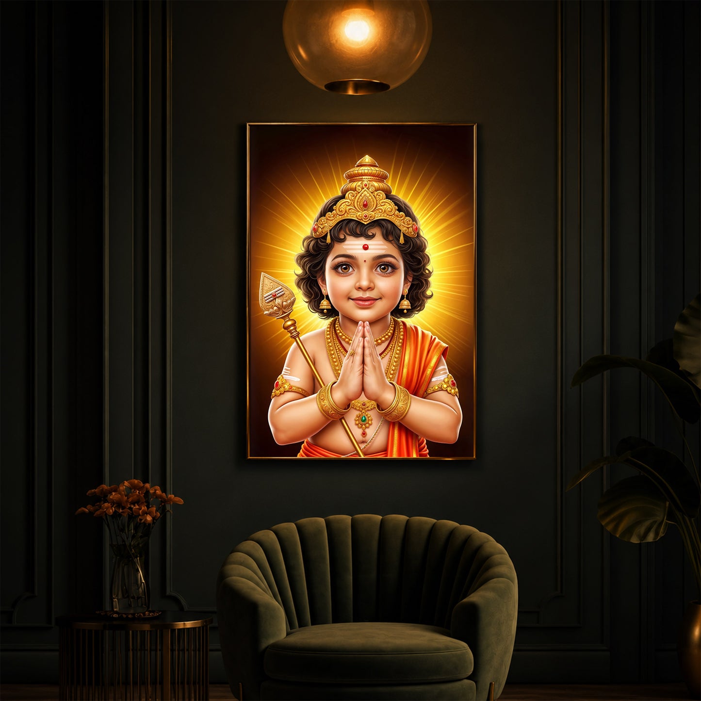 Murugan Ji Balroop Modern Luxury Backlight Vertical Wall Art