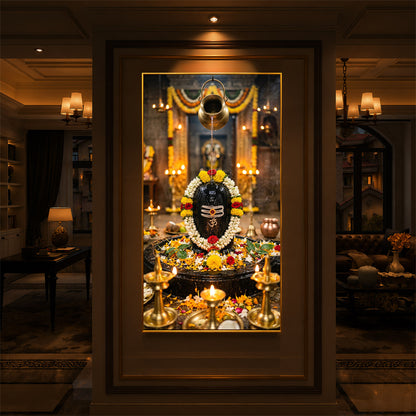 Somnath Jyotirlinga Modern Luxury Backlight Vertical Wall Art