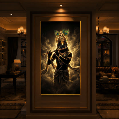 Krishna Modern Luxury Backlight Vertical Wall Art
