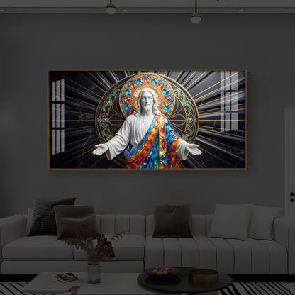 Divine Jesus Modern Luxury Backlight Horizontal Wall Art