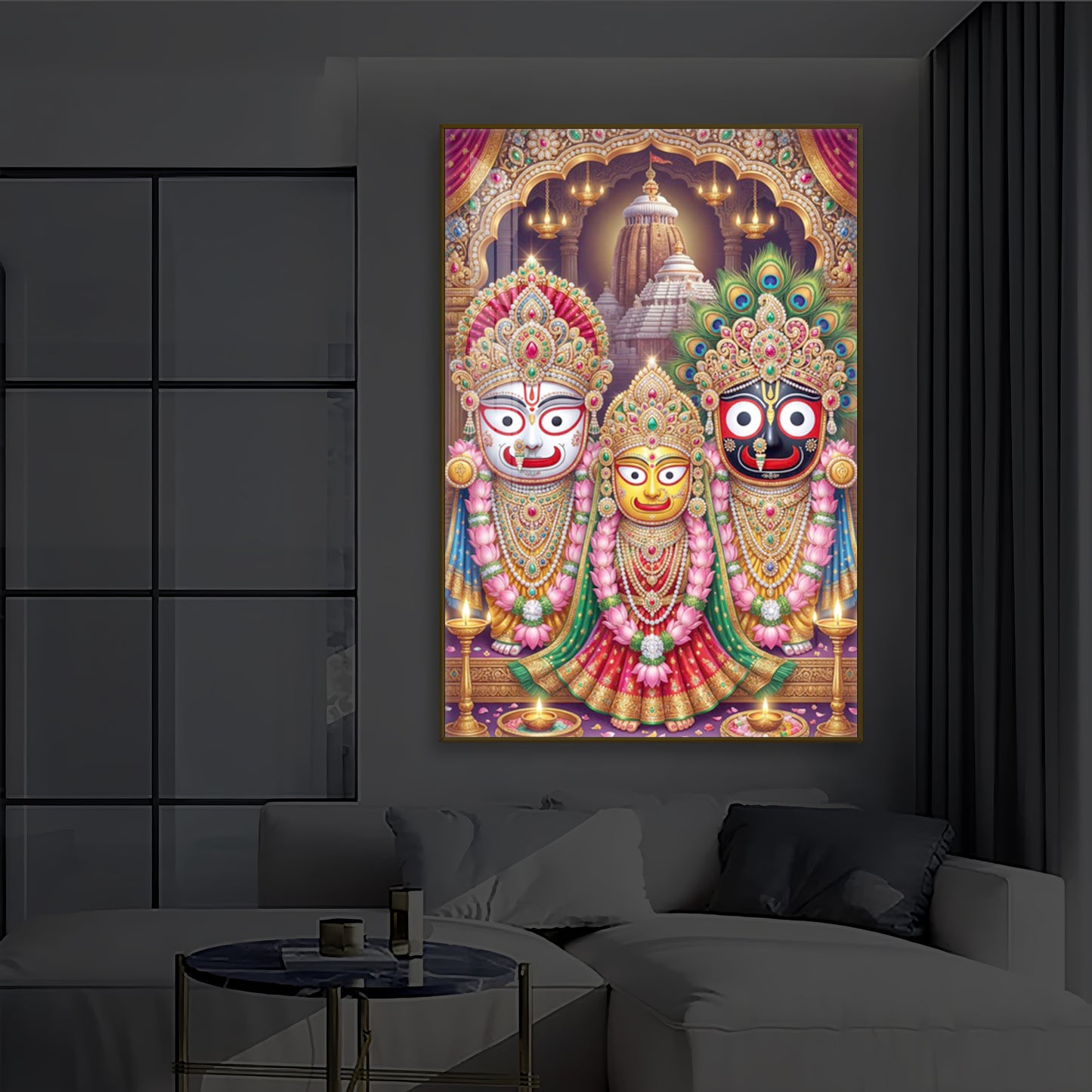 Blessings Of Lord Jagannath Modern Luxury Backlight Vertical Wall Art