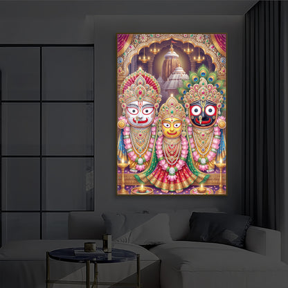 Blessings Of Lord Jagannath Modern Luxury Backlight Vertical Wall Art