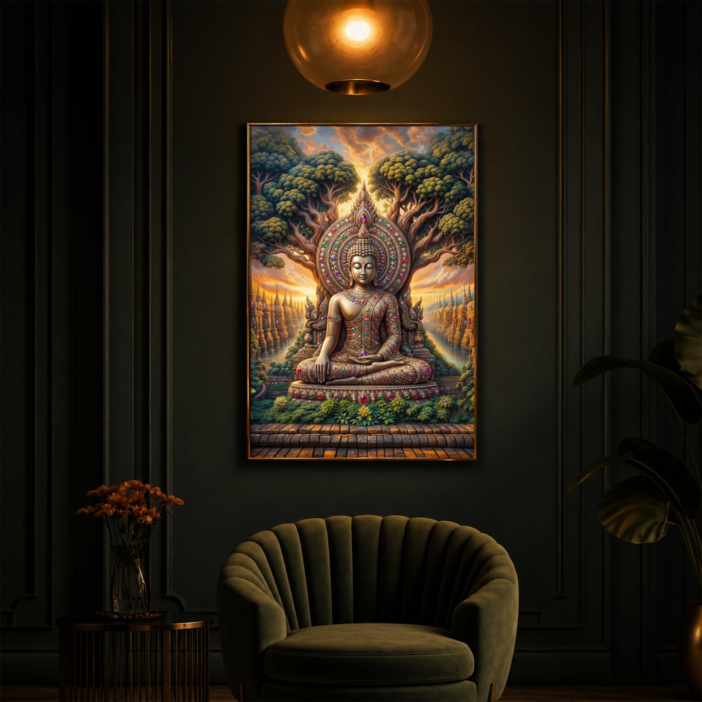 Elevation Buddha Modern Luxury Backlight Vertical Wall Art