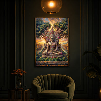 Elevation Buddha Modern Luxury Backlight Vertical Wall Art
