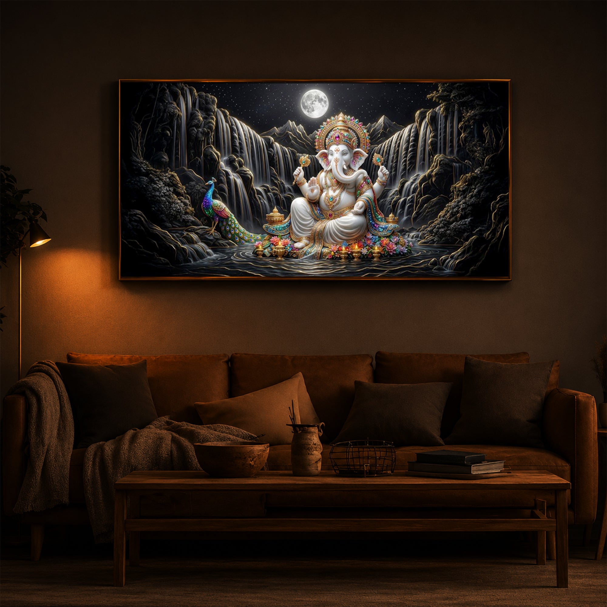 Spiritual Ganesha Modern Luxury Backlight Horizontal Wall Art