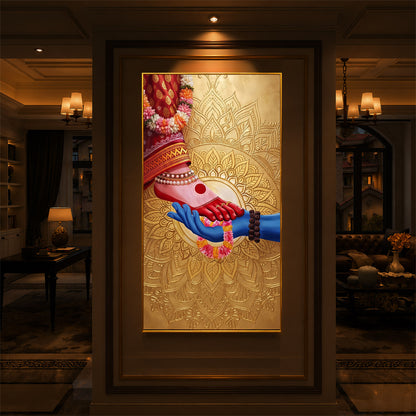 Shiv Shakti Modern Luxury Backlight Vertical Wall Art