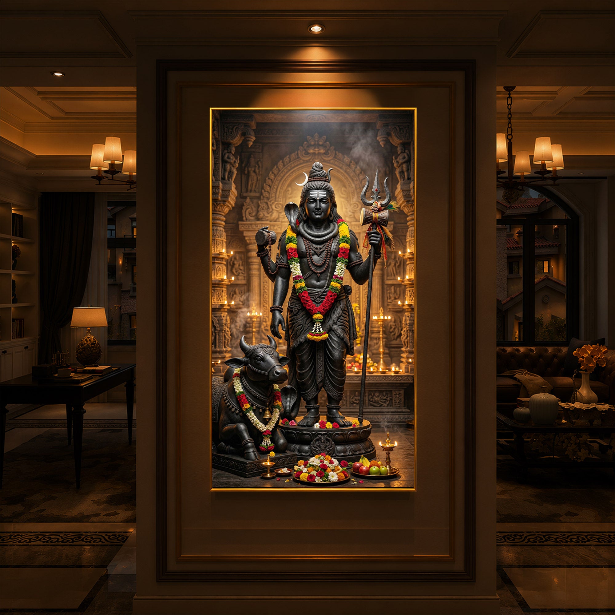 Divine Shivay Modern Luxury Backlight Vertical Wall Art
