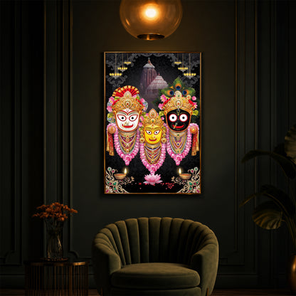 Lord Jagannath Modern Luxury Backlight Vertical Wall Art