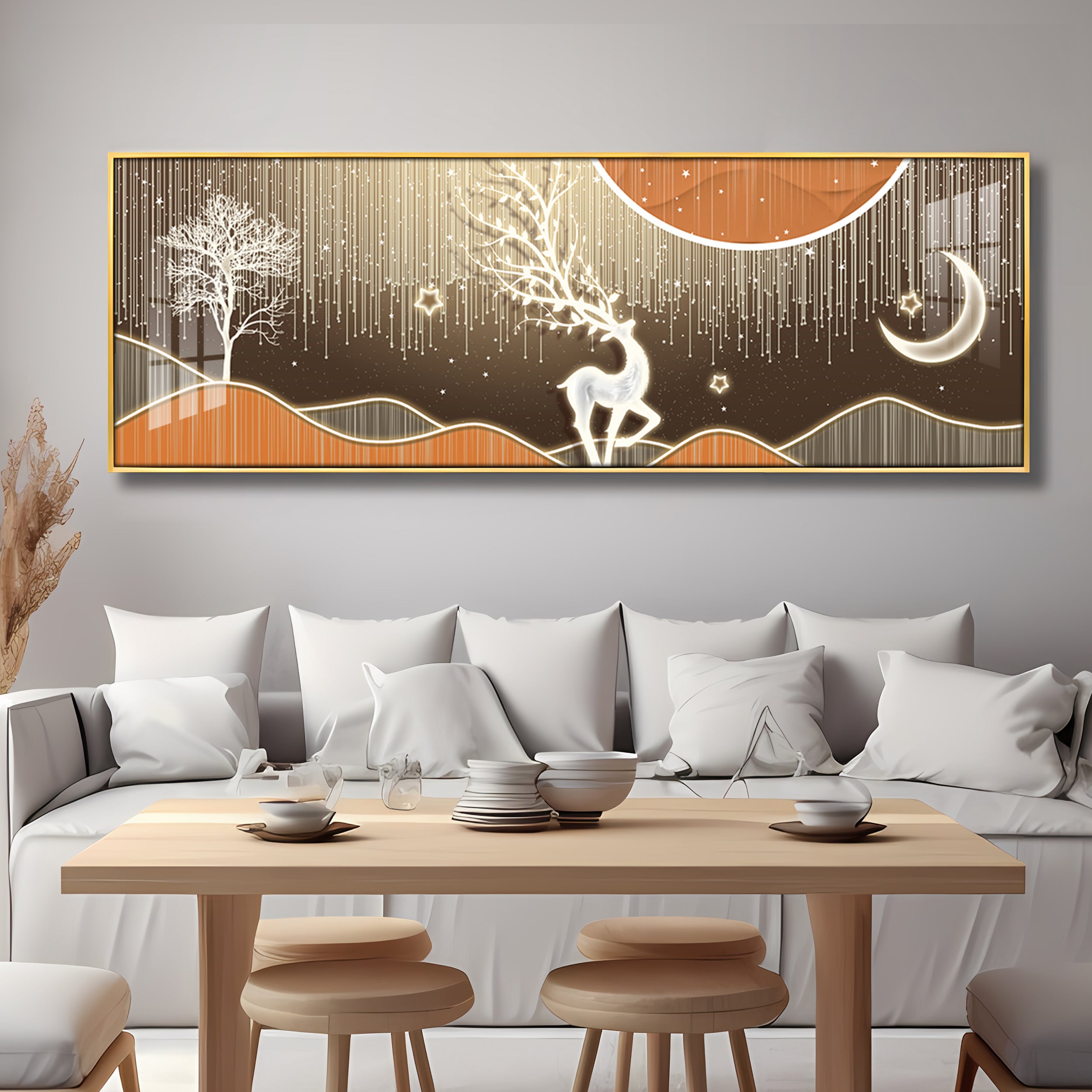 Deer In Serene Snowy Sentinel Premium Acrylic Horizontal Wall Art
