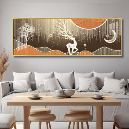 Deer In Serene Snowy Sentinel Premium Acrylic Horizontal Wall Art