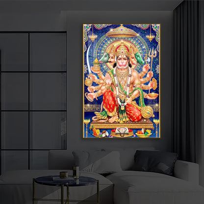 Panchamukhi Hanuman Ji Modern Luxury Backlight Vertical Wall Art