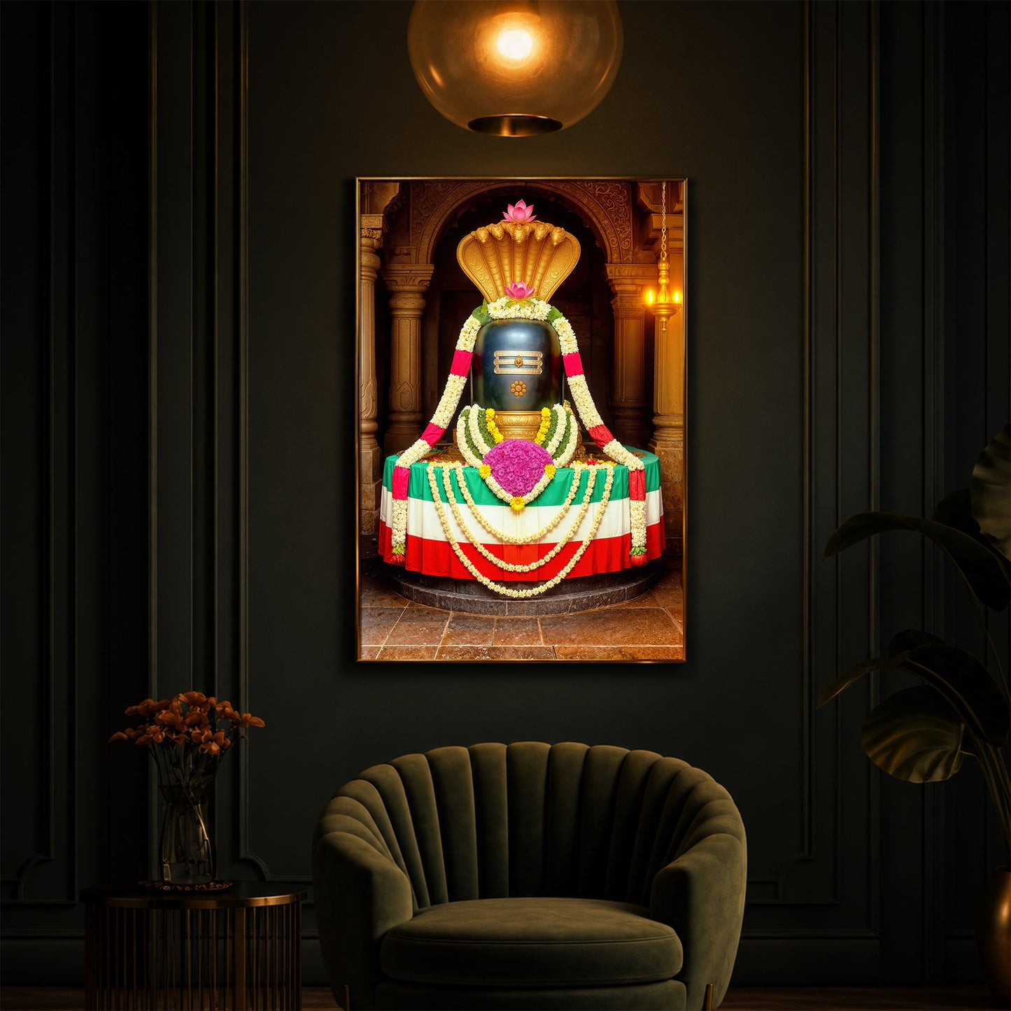 Om Namaha Shivaya Modern Luxury Backlight Vertical Wall Art