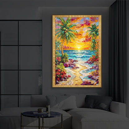 Coastal Bliss Modern Luxury Backlight Vertical Wall Art