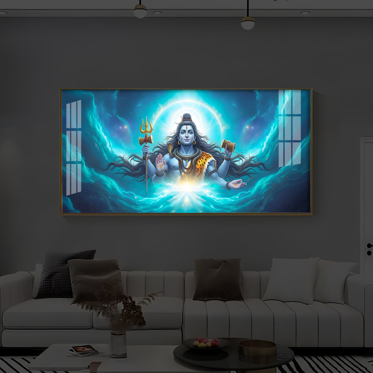 Cosmic Shiva Modern Luxury Backlight Horizontal Wall Art