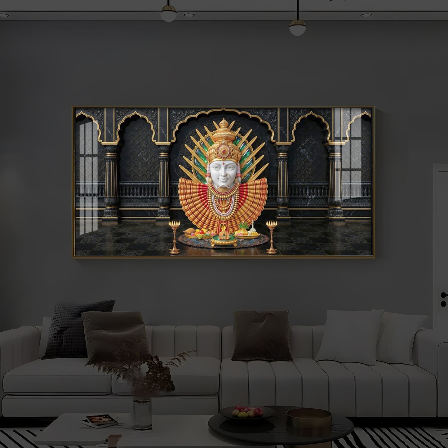 Goddess Renuka Modern Luxury Backlight Horizontal Wall Art
