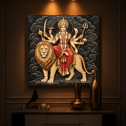 Goddess Durga Modern Luxury Backlight Square Wall Art