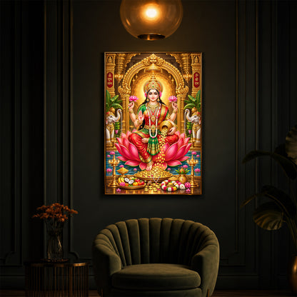 Devi Lakshmi Maa Modern Luxury Backlight Vertical Wall Art