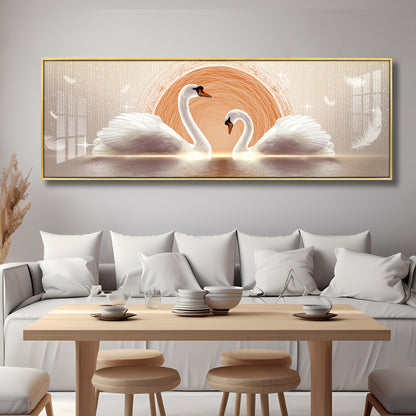 Two White Mute Swans Premium Acrylic Horizontal Wall Art
