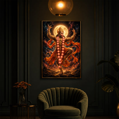 Dancing Hanuman Modern Luxury Backlight Vertical Wall Art