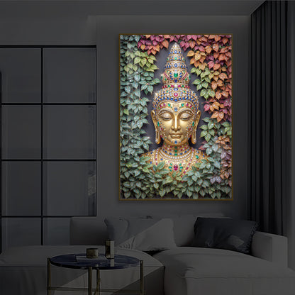 Colorful Gautam Buddha Modern Luxury Backlight Vertical Wall Art
