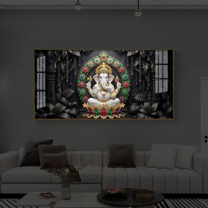 Depicts Lord Ganesha Modern Luxury Backlight Horizontal Wall Art