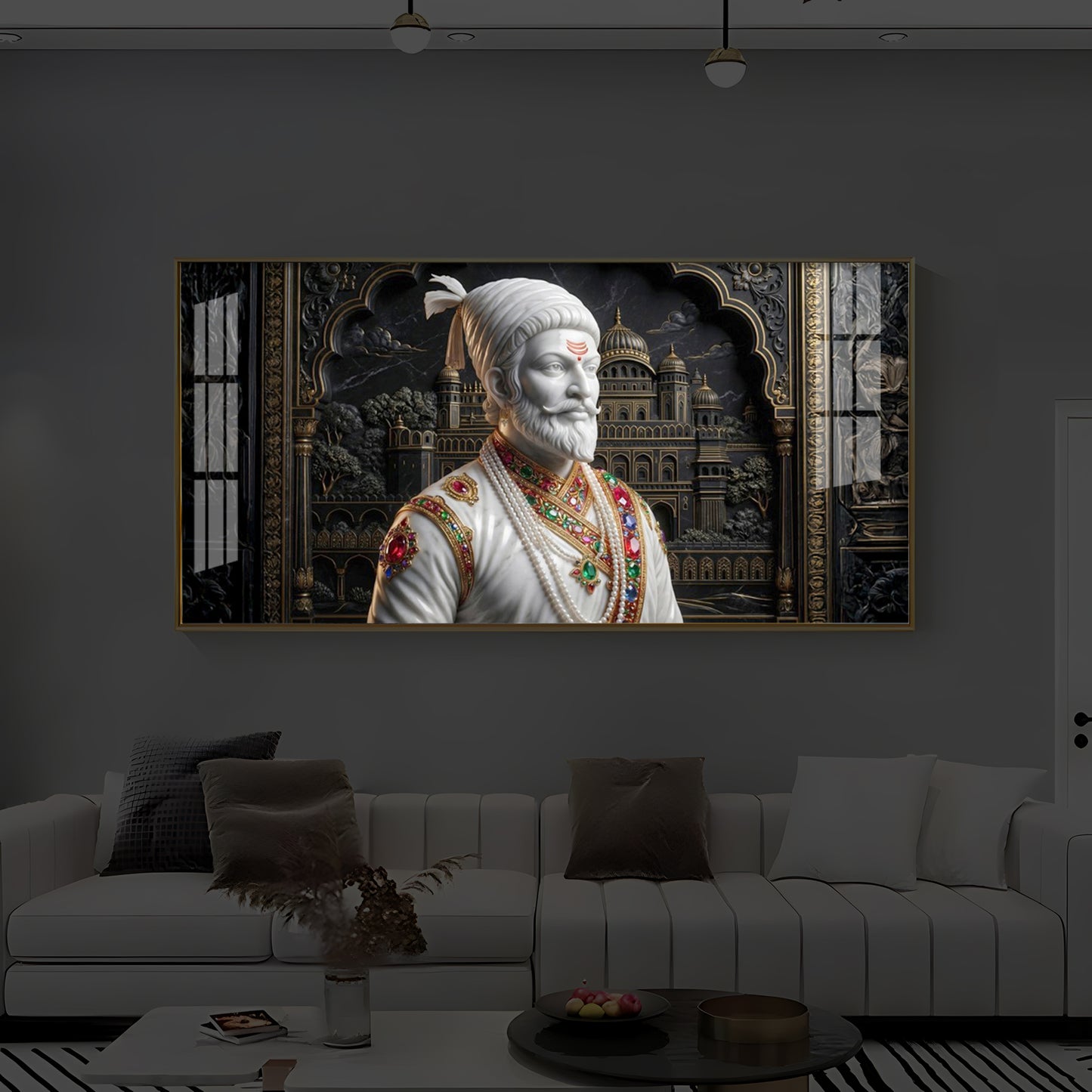 Veer Chhatrapati Shivaji Maharaj Modern Luxury Backlight Horizontal Wall Art