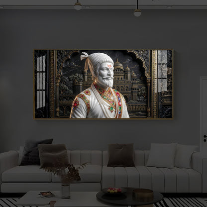 Veer Chhatrapati Shivaji Maharaj Modern Luxury Backlight Horizontal Wall Art