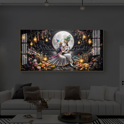Generic Radha Krishna Romantic Modern Luxury Backlight Horizontal Wall Art