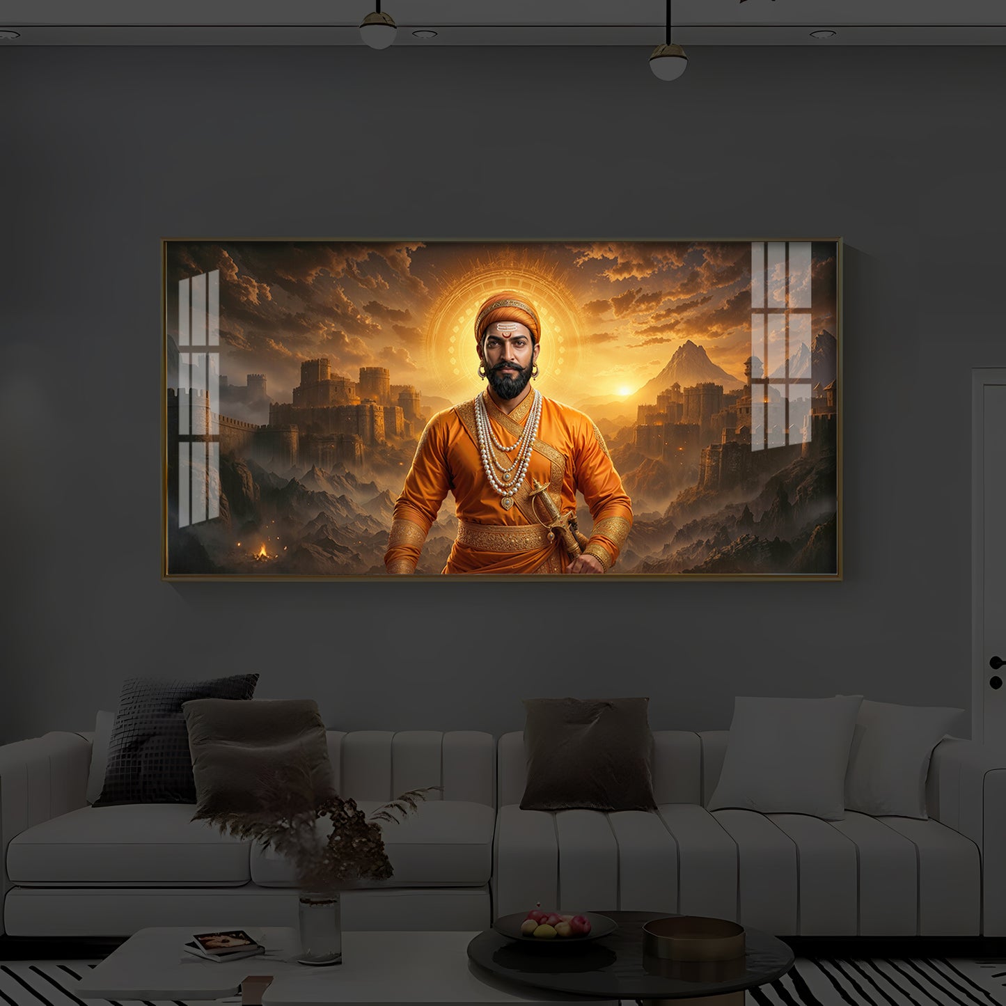 Chhatrapati Shivaji Maharaj Modern Luxury Backlight Horizontal Wall Art