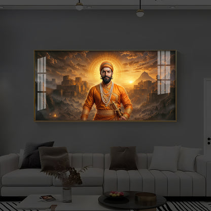 Chhatrapati Shivaji Maharaj Modern Luxury Backlight Horizontal Wall Art