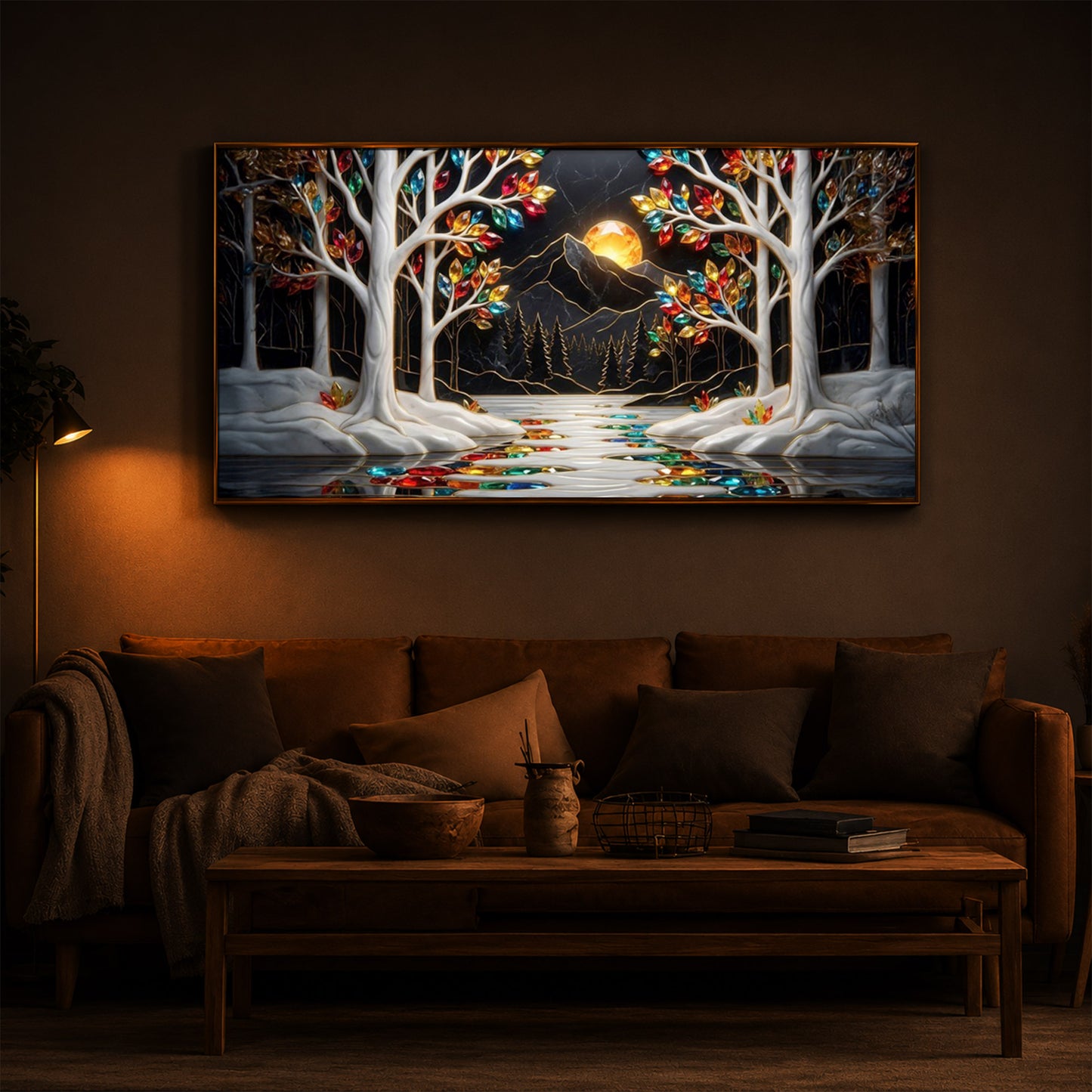 Tree Of Life Modern Luxury Backlight Horizontal Wall Art