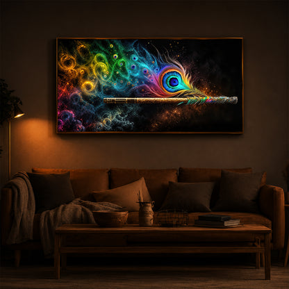 Divine Krishna Coverts Illumination Modern Luxury Backlight Horizontal Wall Art