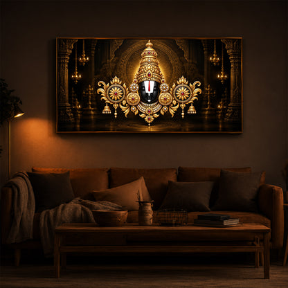 Divine Tirupati Balaji Modern Luxury Backlight Horizontal Wall Art