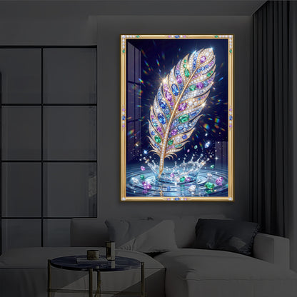 Colorful Feather Modern Luxury Backlight Vertical Wall Art
