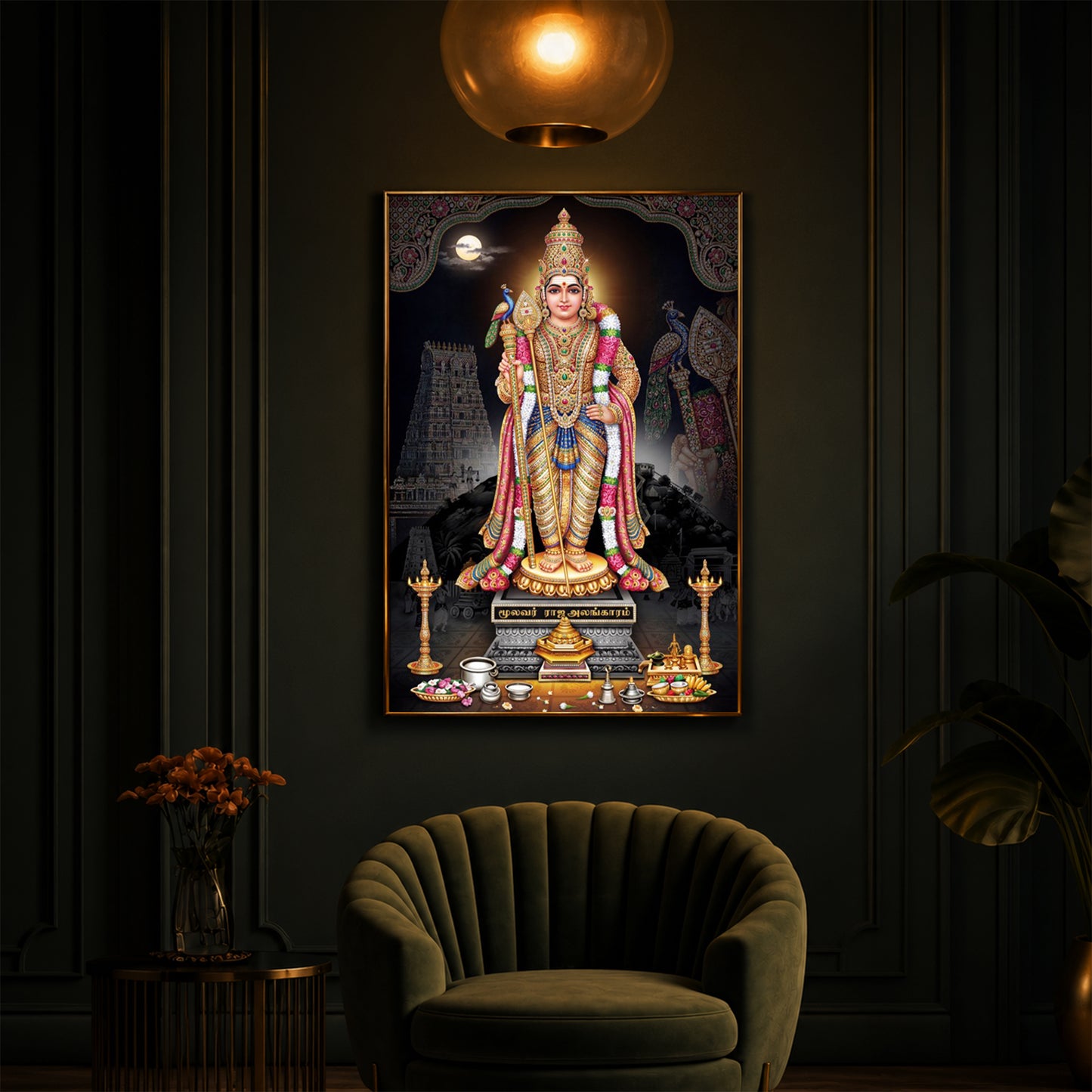 Lord Kartikeya Modern Luxury Backlight Vertical Wall Art