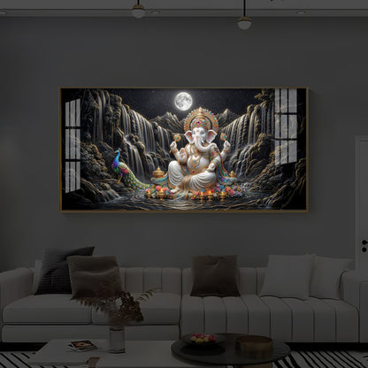 Spiritual Ganesha Modern Luxury Backlight Horizontal Wall Art
