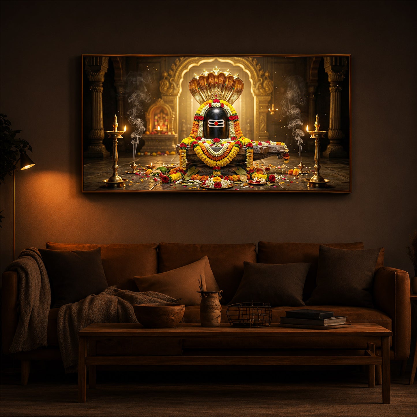 Mahadeva Shivling Modern Luxury Backlight Horizontal Wall Art