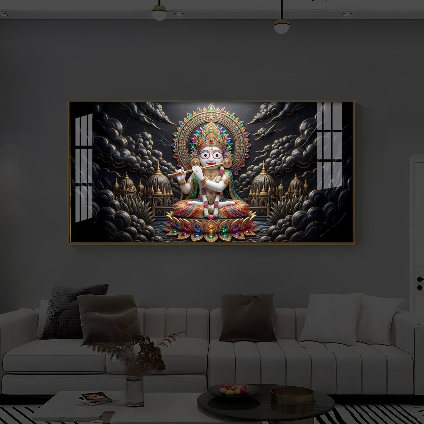 Lord Jagannath Modern Luxury Backlight Horizontal Wall Art
