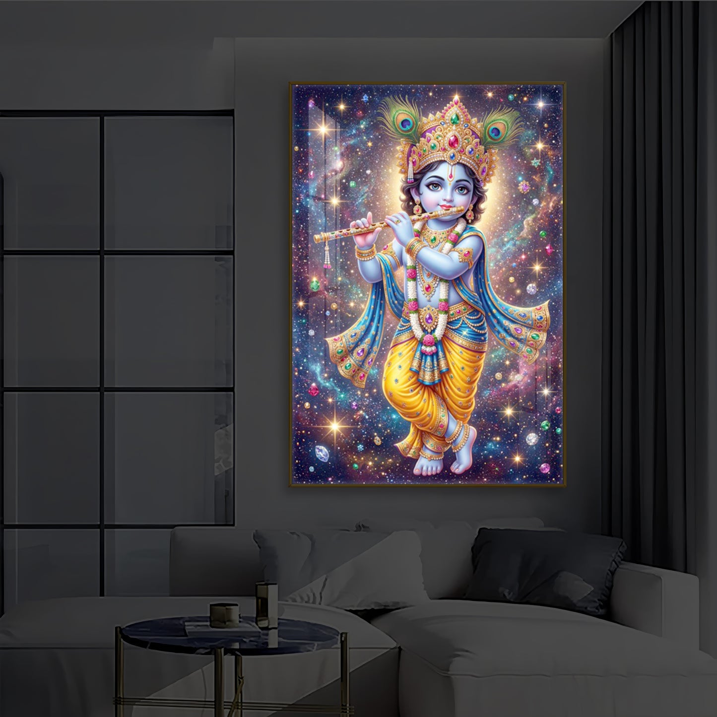 Bal Shree Krishna Modern Luxury Backlight Vertical Wall Art
