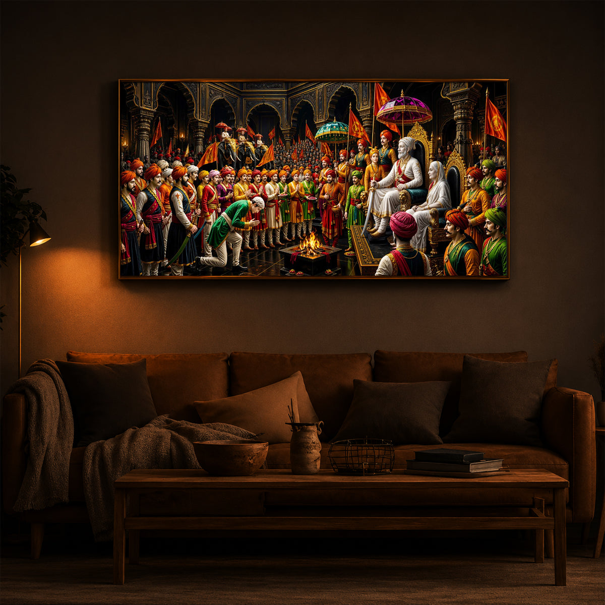 Chhatrapati Shivaji Maharaj Raj Darbar Modern Luxury Backlight Horizontal Wall Art