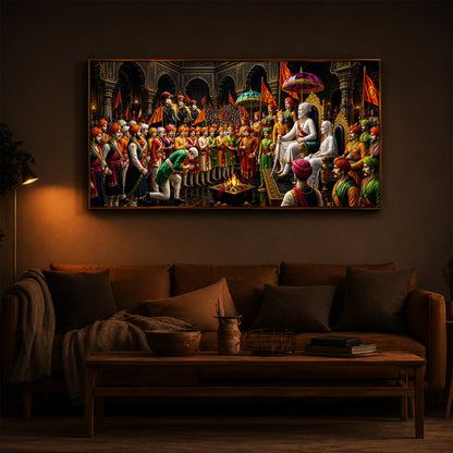 Chhatrapati Shivaji Maharaj Raj Darbar Modern Luxury Backlight Horizontal Wall Art