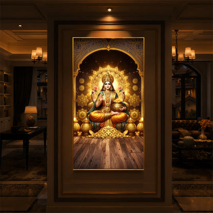 Goddess Lakshmi Maa Modern Luxury Backlight Vertical Wall Art