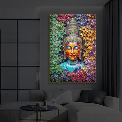 Buddha Colorful Modern Luxury Backlight Vertical Wall Art