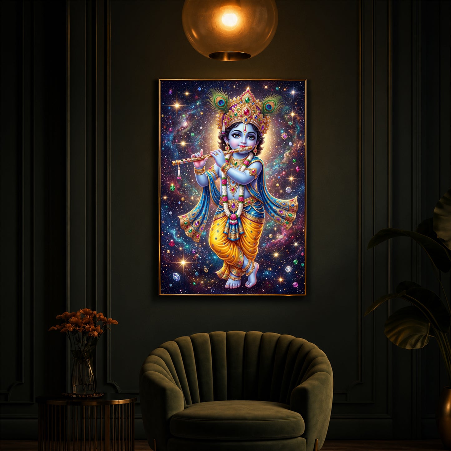 Bal Shree Krishna Modern Luxury Backlight Vertical Wall Art