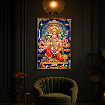 Panchamukhi Hanuman Ji Modern Luxury Backlight Vertical Wall Art