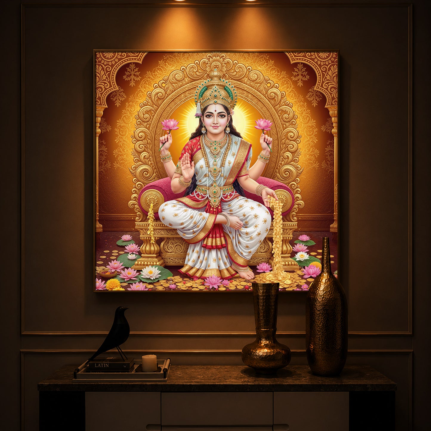 Maa Laxmi Modern Luxury Backlight Square Wall Art