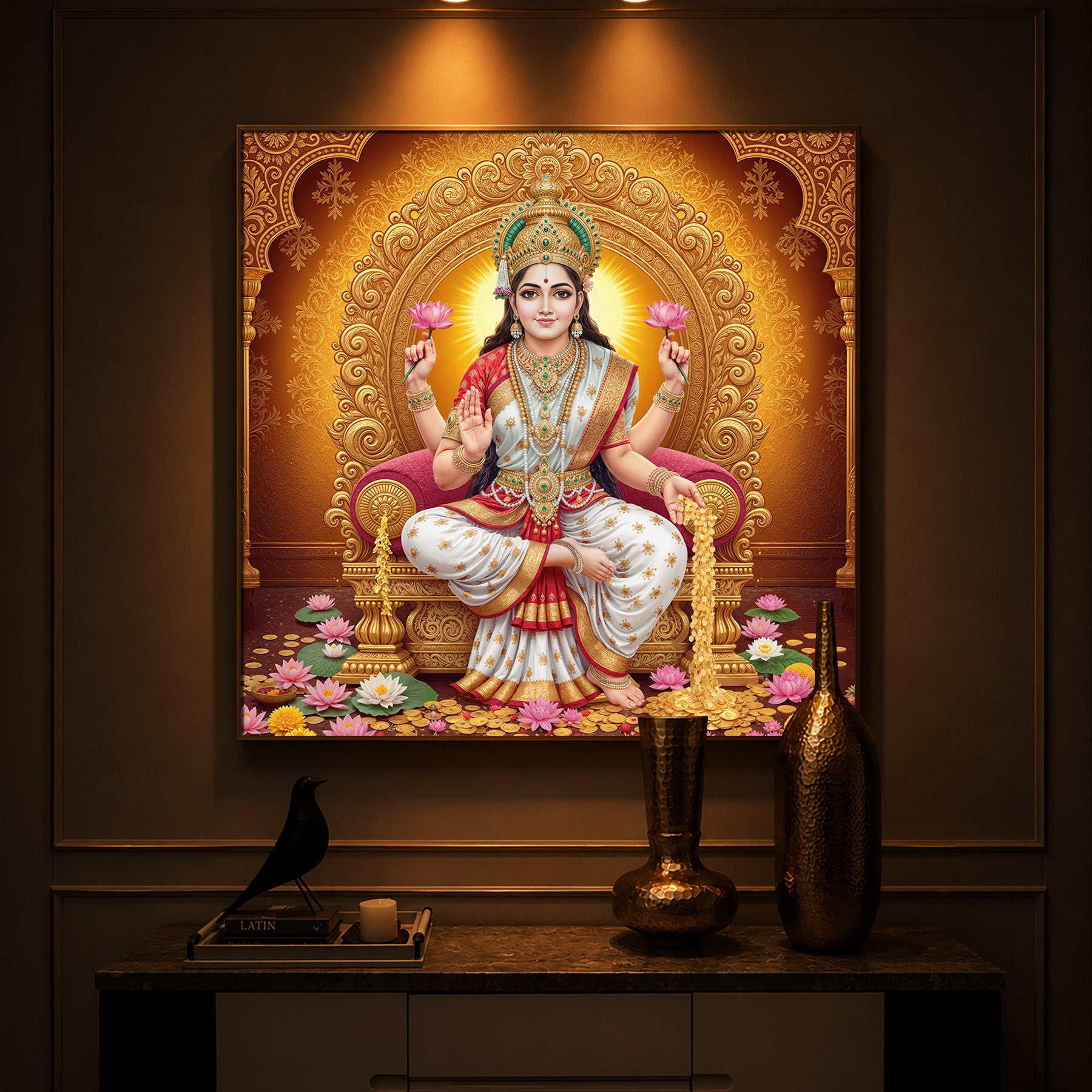 Maa Laxmi Modern Luxury Backlight Square Wall Art